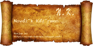 Novák Kármen névjegykártya